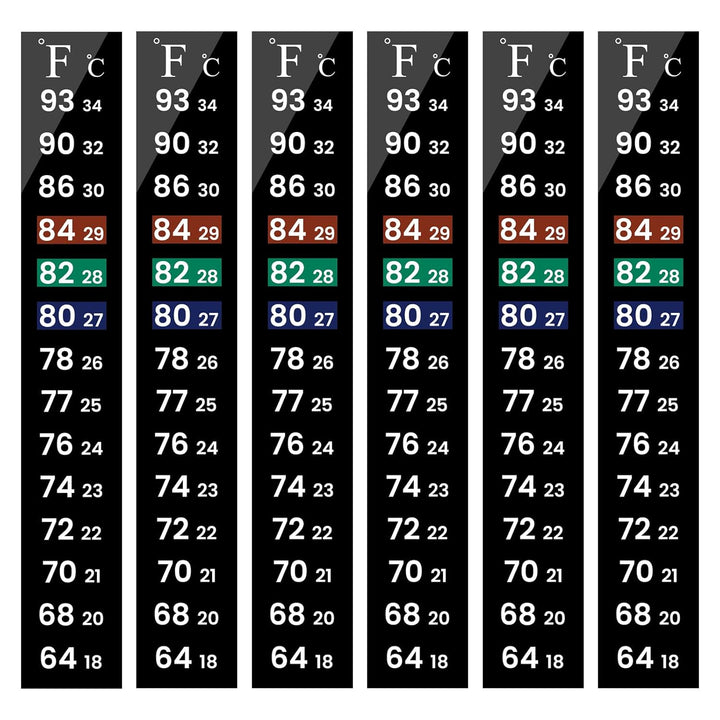6 PCS Aquarium Thermometer Strips, Fish Tank Thermometer Sticker, Terrarium Water Temperature Test (5.13" X 0.71")