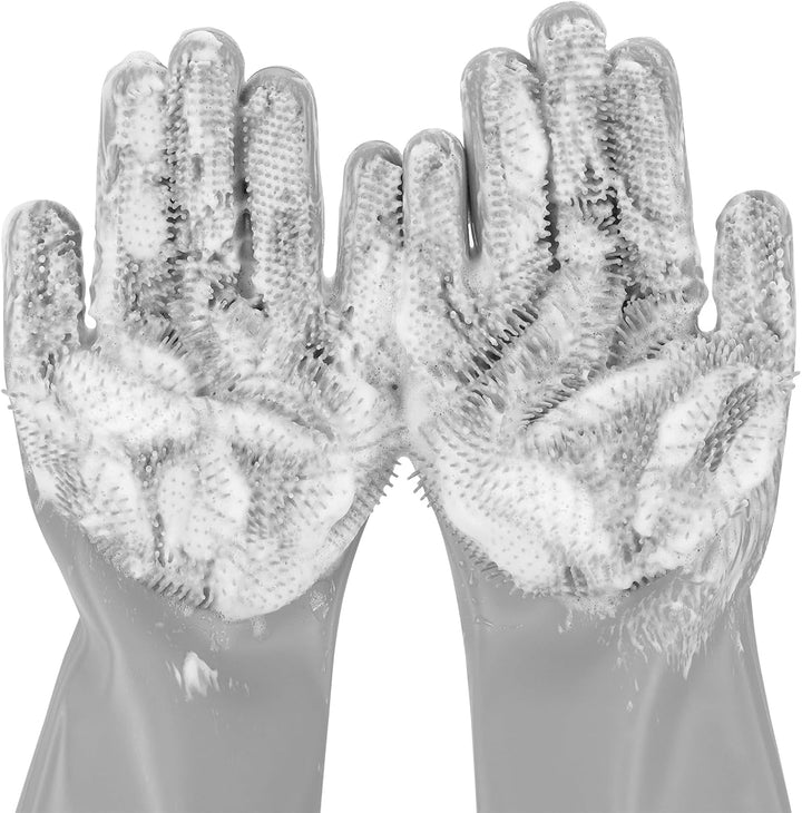 Pet Grooming Gloves - Heat Resistant Silicone Gloves with High-Density Teeth, Enhanced Five Finger Design for Bathing and Massaging Dogs and Cats, Blue