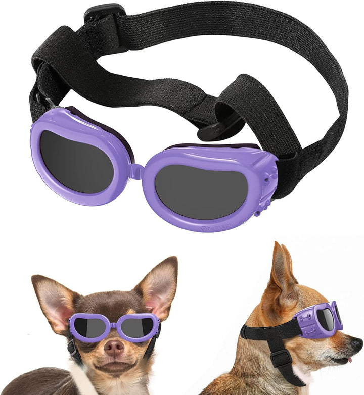 Dog Sunglasses Small Breed Goggles UV Protection,Goggles for Small Dogs Eye Wear Protection with Adjustable Strap Windproof Anti-Fog Sunglasses for S-Mall Doggy Doggie Glasses,Black