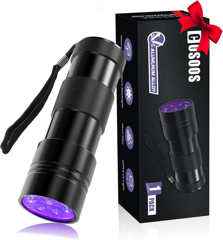 2 Pack UV Flashlight, 12 LED Handheld Blacklight Flashlight 395Nm Mini Light Torch Detector for Dog Pet Urine Stains, Bed Bugs and Scorpions. (Batteries Not Included)