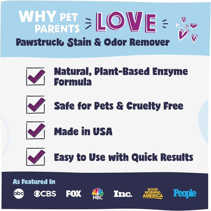 Professional Strength Pet Stain & Odor Remover - Natural Enzyme Cleaning Solution for Dogs & Cats - Safe and Effective Smell Eliminator - 32 Oz - Packaging May Vary