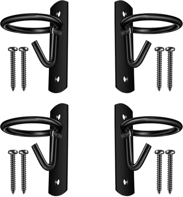 Metal Bucket Hangers for Horse Stalls - Wall Mount Bucket Holder for Grain Feed - Black