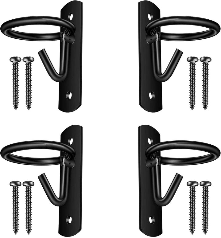 Metal Bucket Hangers for Horse Stalls - Wall Mount Bucket Holder for Grain Feed - Black