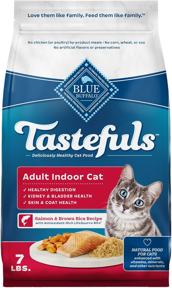 Tastefuls Adult Dry Cat Food Indoor Cat Formula, Made in the USA with Natural Ingredients, Chicken & Brown Rice Recipe, 3-Lb. Bag