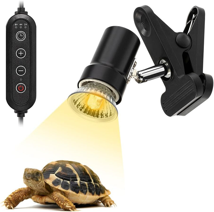 Reptile Heat Lamp Rotatable Turtle Heating Light with 50W UVA UVB Heat Bulb Simulated Sunlight Basking Spot Lamp with Clamp for Reptiles Lizard Amphibian Bearded Dragon Snake