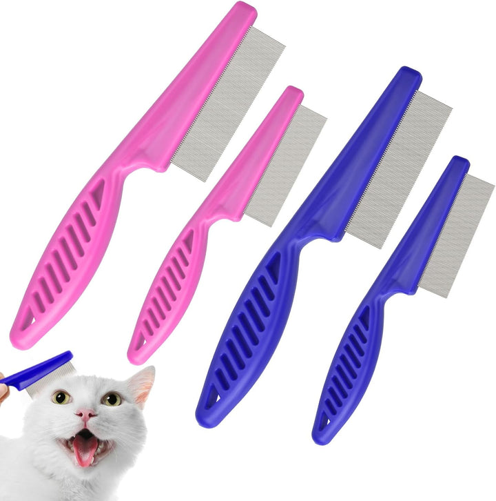 Flea Comb Set for Cats & Dogs - 6 Pack Pet Grooming for Small, Medium & Large Pets (Pink)