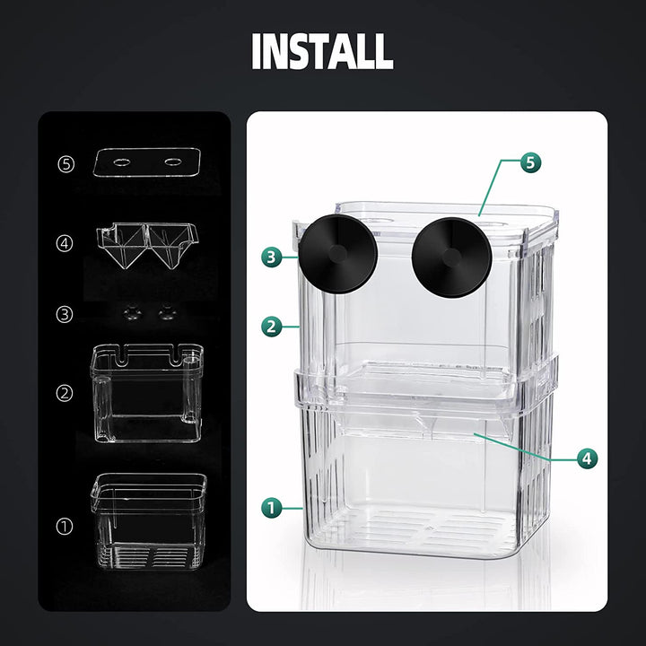 Aquarium Fish Tank Hatchery Incubator Breeding Box, Acrylic White Breeder Isolation Divider Hatching Boxes Accessory Small Baby Fishes Shrimp Clownfish Guppy