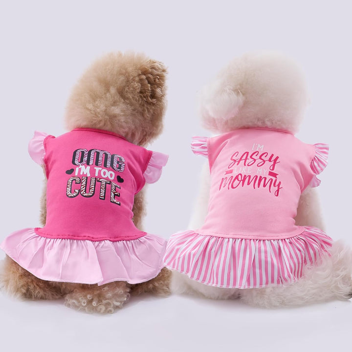 4 Pieces Pet Dog Dress Dog Clothes Girl Puppy Shirt Yorkie Clothes Cute Doggie Dress Pet Apparel for Small Dogs and Cats (Pink Angel, Small(4.5-8Lbs))