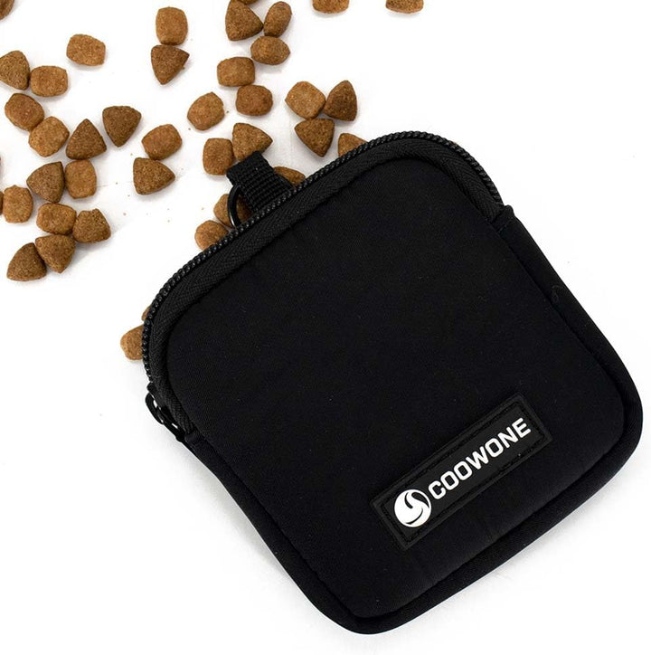 Waterproof Dog Treat Pouch, Dog Training Treat Pouch Built in Poop Bag Dispenser Adjustable Shoulder Bag (BLK) (BLK)