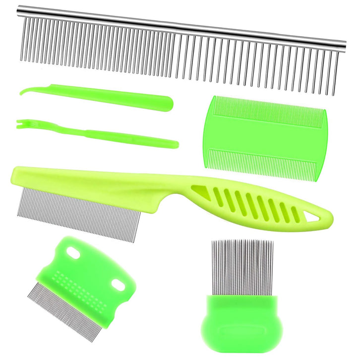 7Pcs Pet Flea Comb Fine Tooth Comb and Pet Stainless Steel Combs for Dogs Cats Pet