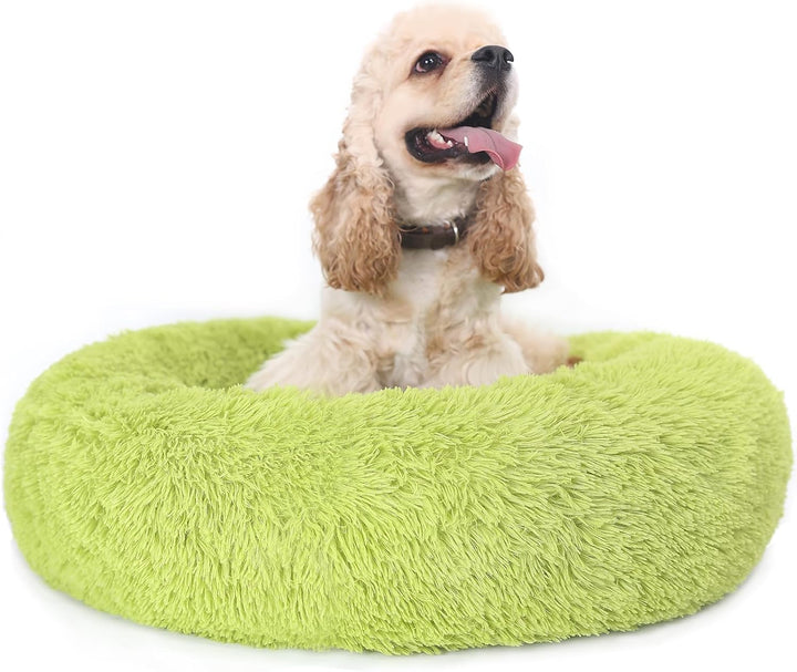 Small Calming Dogs Bed for Small Dogs Anti-Anxiety Machine Washable Fluffy Luxury Anti-Slip Waterproof Mute Base Warming Cozy Soft Pet Puppy round Bed