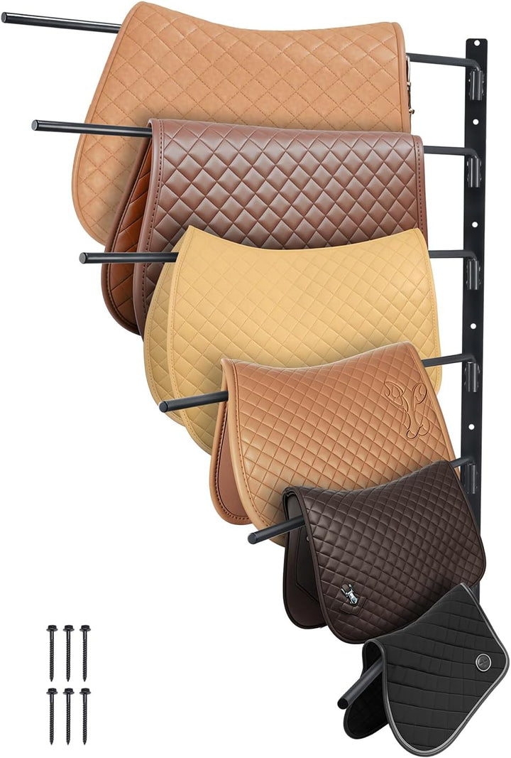 Freestanding Saddle Stand, 30 X 30 X 68.5 In, 3 Tiers Saddle Rack, Heavy Duty Saddle Blanket Holder with Removable & Rotating Tiers, English & Western Saddle Rack for Tack Room Organization