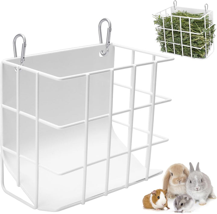 Guinea Pig Hay Feeder，Rabbit Hay Feeder with Heavy-Duty Metal Frame Hay Holder，For Bunny, Guinea Pigs,Chinchillas-6.9X4.7X6.6 Inch