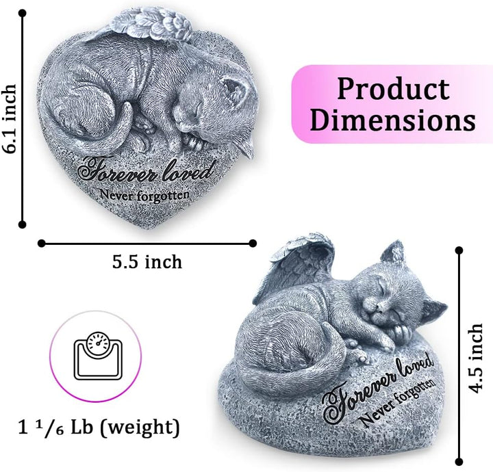 Sleeping Cat Garden Statue - Pet Memorial Stone - Grave Marker - Beautifully Packaged Memorial Gift, Headstones for Cats or Thoughtful Sympathy Gift