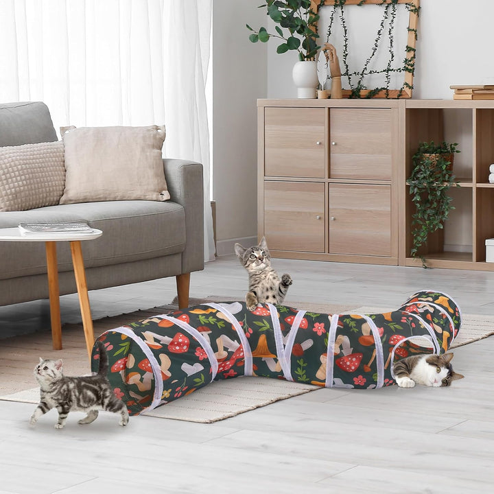 Cat Tunnel, Cat Tunnels for Indoor Cats, S-Shape Cats Cave with Cat Toys, Foldable Cat Tubes and Tunnels for Cats, Rabbit, Puppy, Guinea Pig