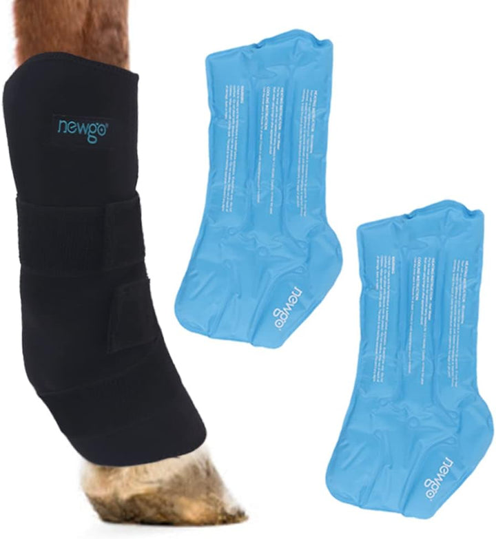 Horse Ice Pack Reusable Horse Leg Wrap for Injury, Cooling Horse Knee Wrap Full Coverage Leg Ice Boot Cold Pack 2 Wrap with 4 Gel Packs for Knee, Legs, Boots, and Hooves