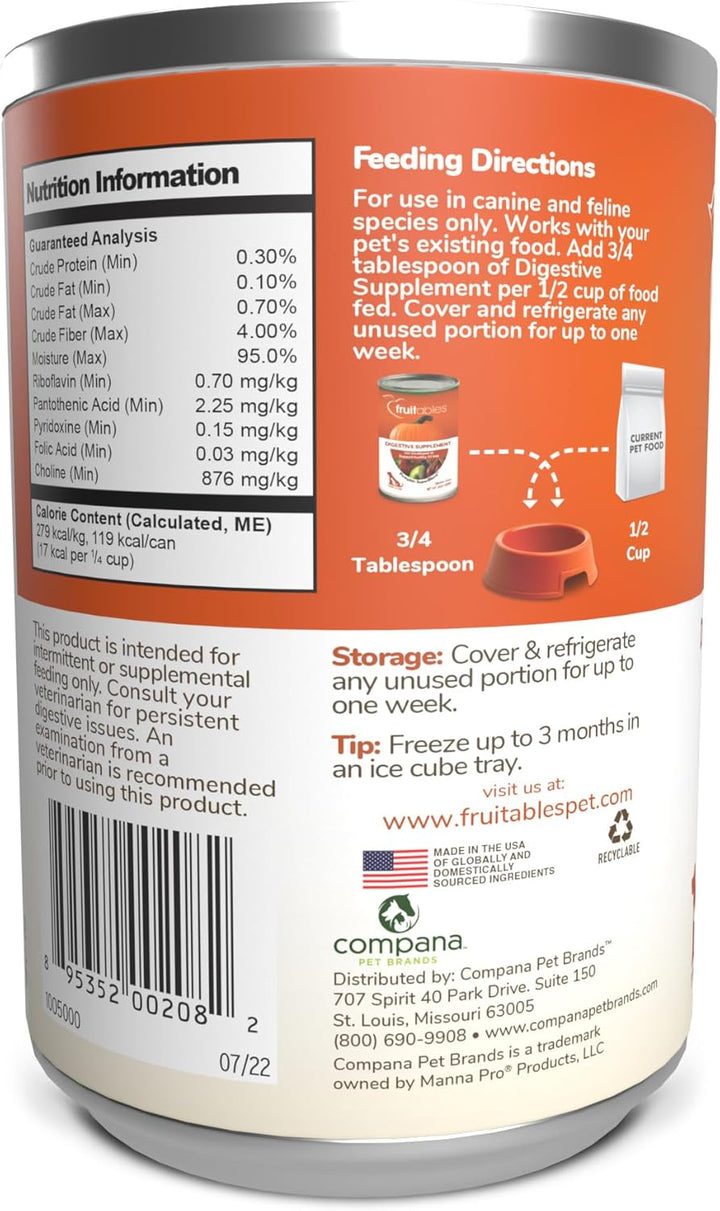 Pumpkin Digestive Supplement, Made with Pumpkins for Dogs, Healthy Fiber Supplement for Pet Nutrition, Packed with Superfoods, 15 Oz