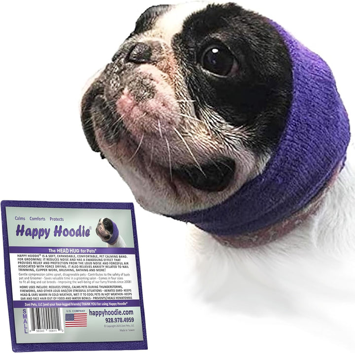 Happy Hoodie the Original Dog & Cat Calming Band - American Brand - Anxiety Relief/Noise Protection-Grooming-Thunder-Fireworks (Large, Blue) - since 2008