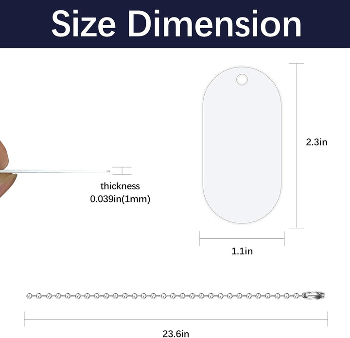 18 Pcs Sublimation Dog Tags Blanks,Sublimation Necklace Blank Metal Sublimation Tag Pendants Double Sided Blank Sublimation Tags,Dog Tag Chain Dog Tag Sublimation Blank Metal
