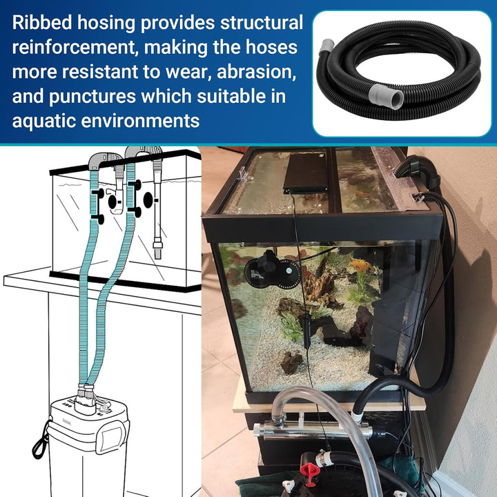 Aquarium Ribbed Hosing for Fluval 407 307 Replacment Parts, Aquarium Pumps & Filters 406 306 Hose, Aquarium Tubing Compatible with Fluval Hose A20015