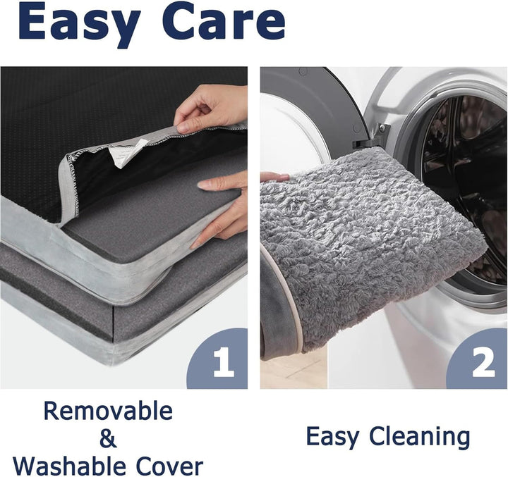 Dog Beds Large Sized Dog, Orthopedic Large Pet Bed with Waterproof Lining, Removable Washable Cover and Nonskid Bottom, Medium Couch, Grey