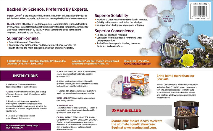 Sea Salt 50 Gallons, for Marine Aquariums, Fast Dissolving