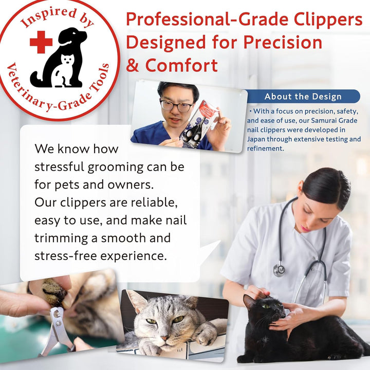 Samurai-Grade Cat Nail Clippers | Vet Recommended | Sharper, Quieter & Safer | Precision Blade for Stress-Free Grooming | Non-Slip Grip | Lifetime Durability | Made in Japan