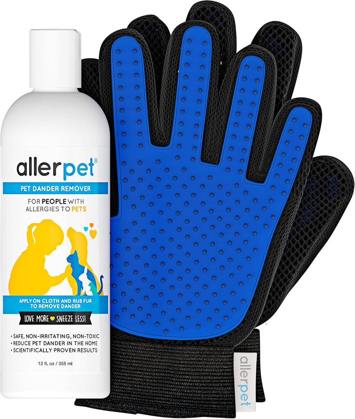 Multi-Pet Dander Remover W/Free Grooming Glove - Best Pet Dander Remover for Allergens - for Dog/Cat Dry Skin Treatment - Made in USA - (12Oz)