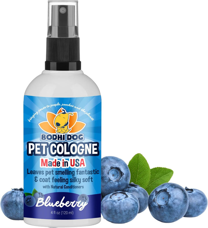 Natural Dog Cologne (Blueberry) - Premium Scented Deodorizing Pet Perfume with Conditioner for Dogs & Cats - Keeps Pets Fresh & Clean - Gentle and Safe Formula, Made in USA (4 Fl Oz)