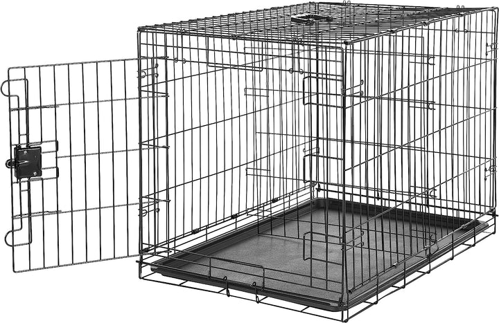Durable, Foldable Metal Wire Dog Crate with Tray, Double Door, 36 X 23 X 25 In, Black