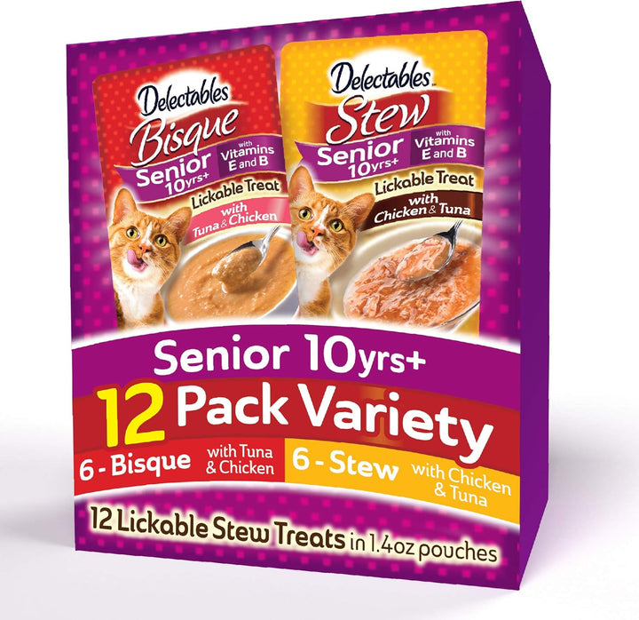 Delectables Bisque Lickable Wet Cat Treats - Chicken, Tuna & Shrimp, 12 Count