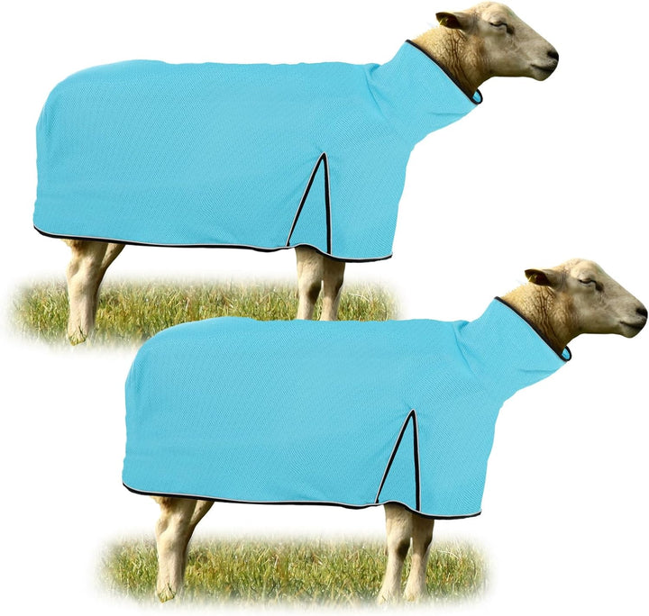 2 Pcs Sheep Blanket Mesh Medium Goat Blanket with Mesh Butt and Adjustable Belly Strap Fits Lambs 110-140 Lbs for Show Lambs, Offers Effective Protection from Fly Bites (Blue, Purple)