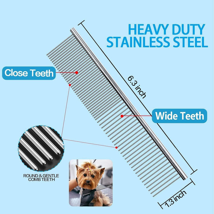 Dog Grooming Scissors with Safety round Tips, Heavy Duty Titanium Pet Grooming Trimmer Kit, Professional Thinning Shears, Curved Scissors with Comb for Dogs and Cats (Set of 3)