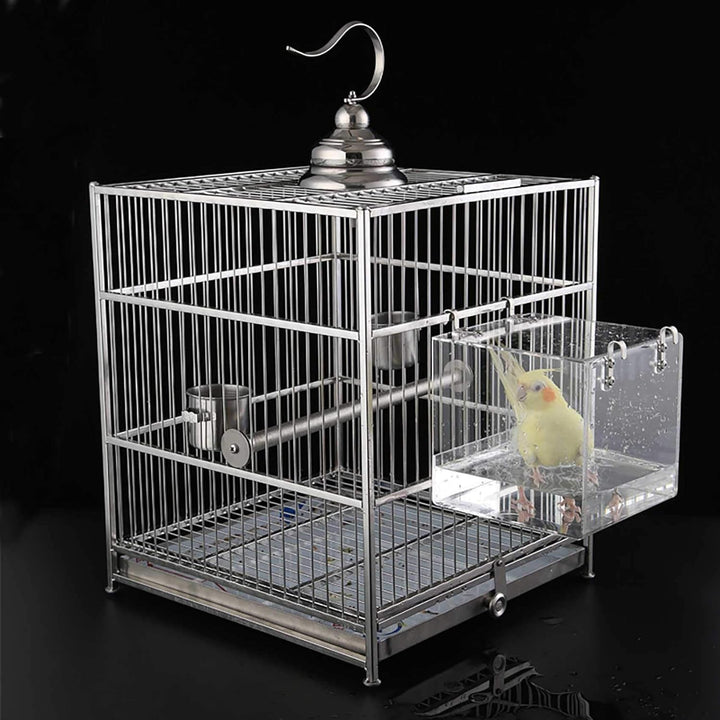 Bird Bath Cage, Cleaning Pet Supplies Cockatiel Bird Bathtub with Hanging Hooks for Little Bird Parrots Spacious Parakeets Portable Shower for Most Birdcage