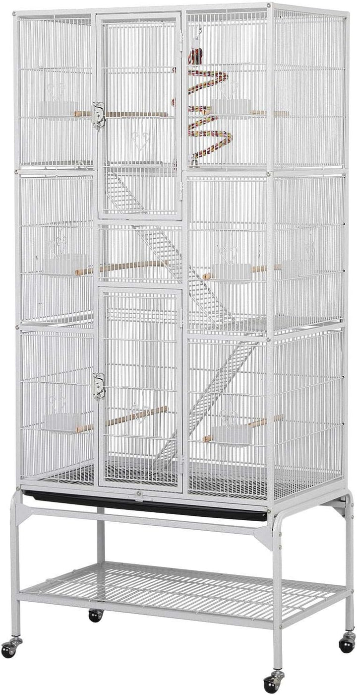 69-Inch Extra Large Bird Cage Metal Parrot Cage for Mid-Sized Parrots Cockatiels Conures Parakeets Lovebirds Budgie Finch, Black