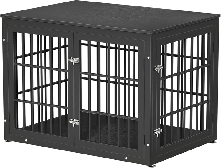 48 Inch Rustic Heavy Duty Dog Crate Furniture for Extra Large Dogs, Decorative Pet House End Table, Wooden Cage Kennel Furniture Indoor, Black and Brown