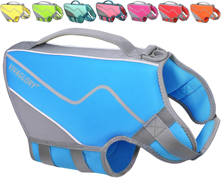 Neoprene Dog Life Vest, Dog Life Jacket for Swimming & Boating, Lightweight & Buoyancy for Puppy Doggy, Swimming Vest with Handle, XS, Raspberry Pink