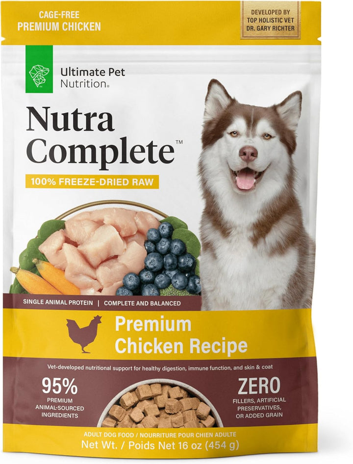 Nutra Complete Freeze Dried Raw Dog Food, Veterinarian Formulated with Antioxidants, Prebiotics & Amino Acids (3 Pound, Beef)