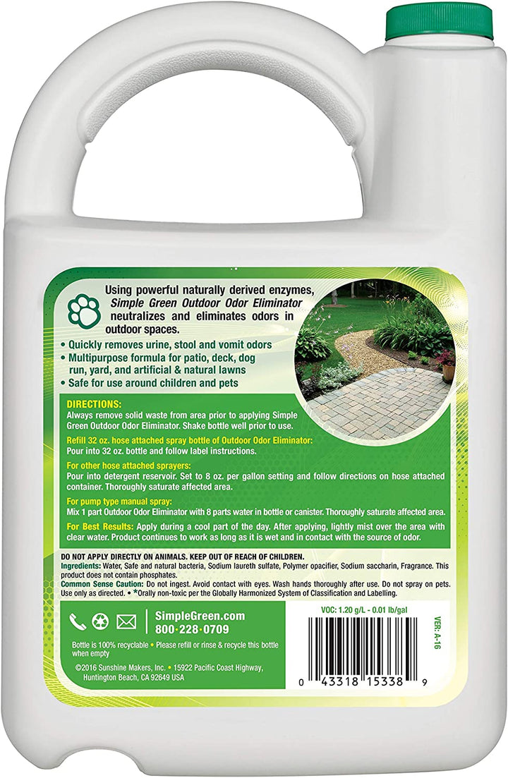 Outdoor Odor Eliminator for Pets, Dogs, 1 Gallon Refill - Ideal for Artificial Lawns & Patio, Milky White