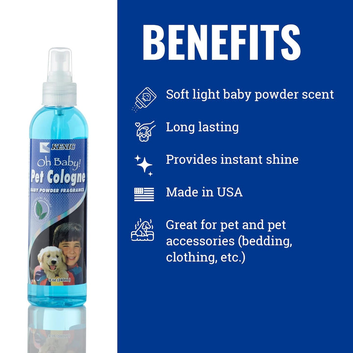 Kenic Pet Cologne, Long Lasting Scented Dog & Cat Deodorizing Spray, Freshens, Neutralizes and Shines Coat between Baths, Made in USA