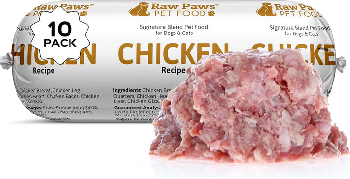 Signature Blend Pet Food for Dog & Cats - Chicken Recipe, 1-Lb Rolls (10 Pack) - Frozen Fresh Dog Food - Made in USA - Natural Raw Diet Dog Food Log