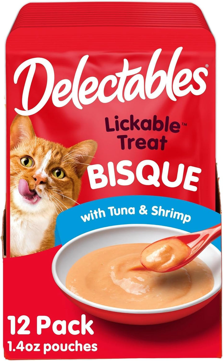 Delectables Bisque Lickable Wet Cat Treats - Chicken, Tuna & Shrimp, 12 Count