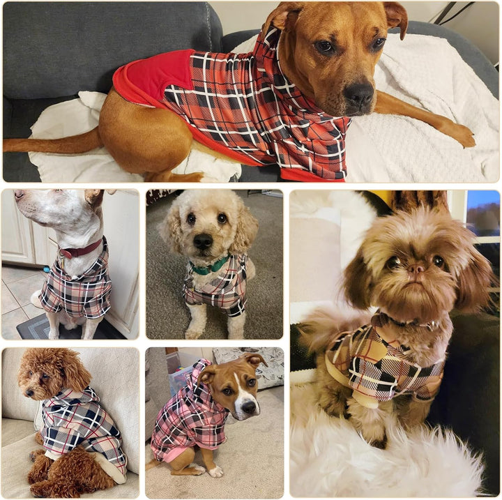 Plaid Dog Hoodie - British Style Warm Dog Sweater Shirt with Leash Hole,Pitbull Clothes Outfits,Winter Coat Apparel for All Breeds Puppy Girl Boy-Cat Apparel