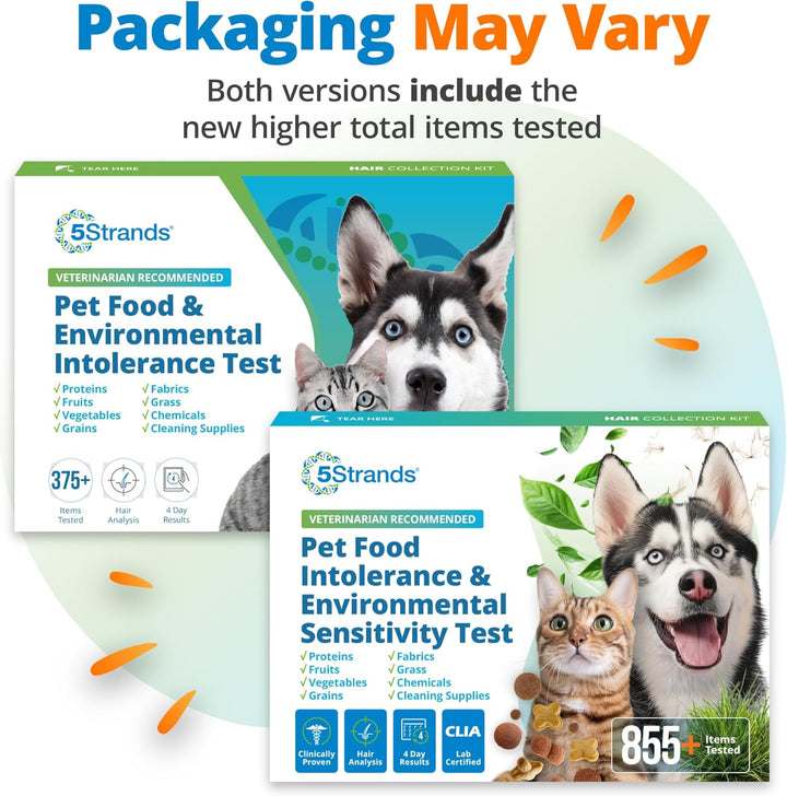 Pet Food Intolerance & Environmental Sensitivity Test, at Home Gut Health Test for Dogs & Cats, 857 Items Tested, Pet Health Check, Results in 4 Days, for All Ages and Breeds