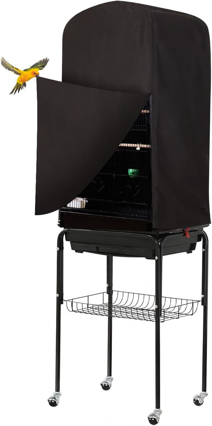 Good Night Bird Cage Cover for Large Bird Cage with Play Top (Patented), Black 68"