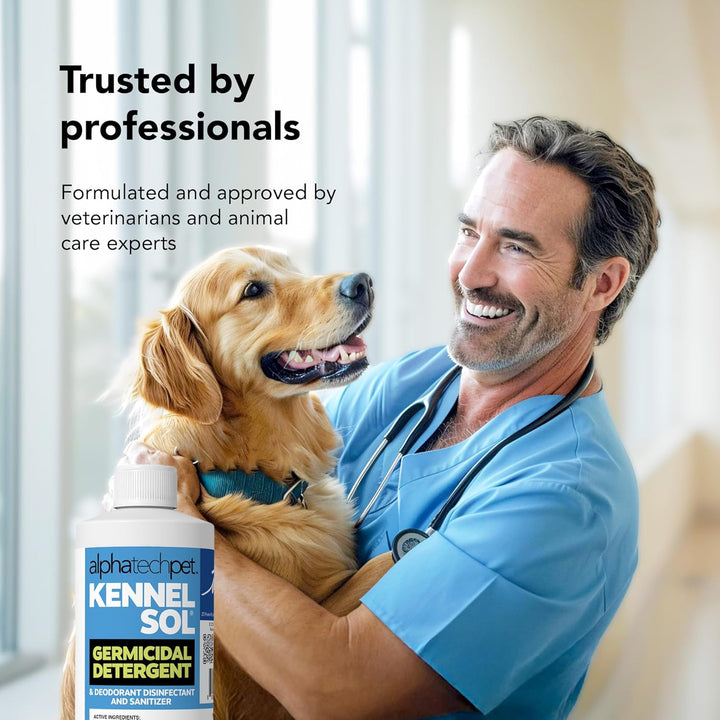Kennelsol 1-Step Kennel Cleaner - 1 Pint Liquid Disinfectant, Effective against Bacteria and Viruses, Deodorizer Wintergreen Scent by Alpha Tech Pet