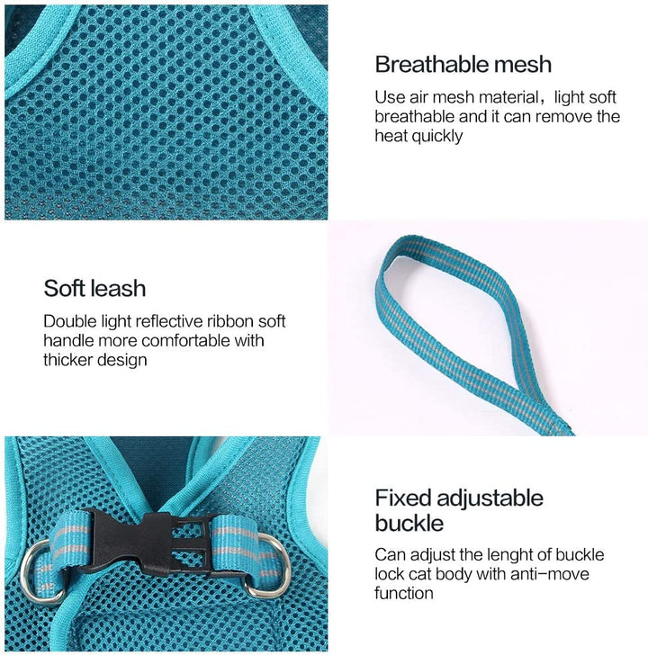 Cat Harness and Leash - Ultra Light Escape Proof Kitten Collar Cat Walking Jacket with Running Cushioning Soft and Comfortable Suitable for Puppies Rabbits