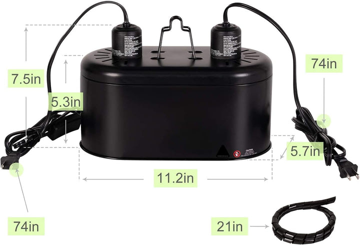 Dual Reptile Light Fixture for Reptile Dome UVB Lamp Fixture Dual Reptile Reflector Dome Lamp Cap Combo Integration Design Heat Lighting