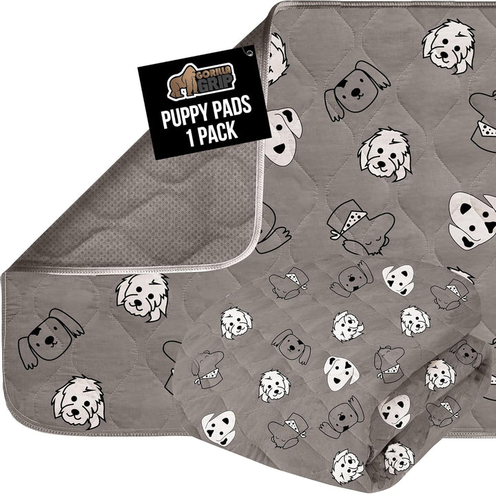 Washable Puppy Pads, Slip Resistant Dog Crate Mat, Waterproof Cloth Pee Pad for Training Puppies in Playpen, Reusable Pet Incontinence Blanket, Protects Sofa, Furniture, Floors, 18X12