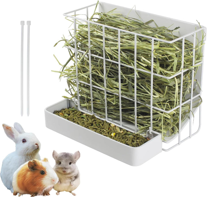 Guinea Pig Hay Feeder，Rabbit Hay Feeder with Heavy-Duty Metal Frame Hay Holder，For Bunny, Guinea Pigs,Chinchillas-6.9X4.7X6.6 Inch